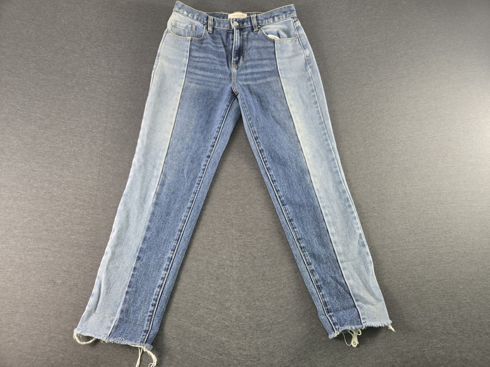 PacSun Jeans Womens 27 Blue High Rise Mom Two Tone Straight Leg Raw Hem Denim